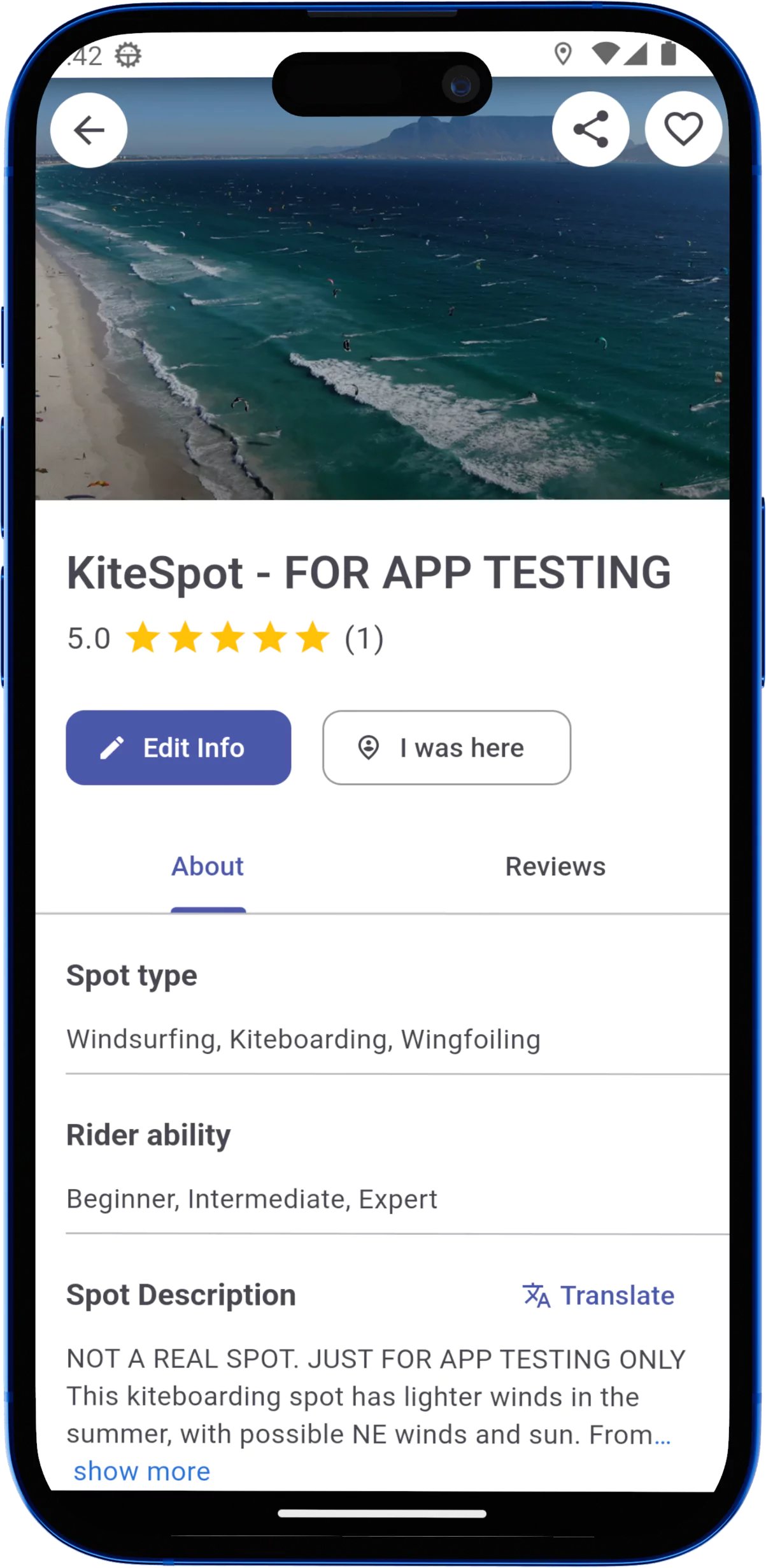 KiteSpot list slider - Spots